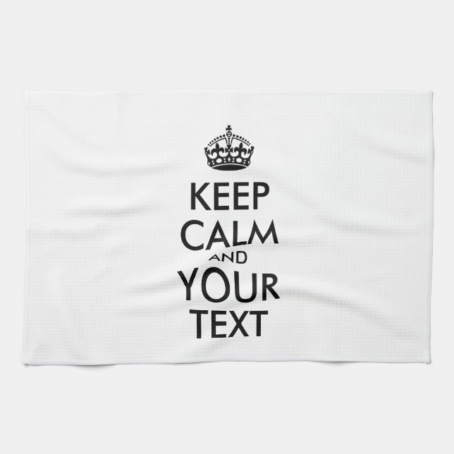 Personalized KEEP CALM and YOUR TEXT Towel (Horizontal)