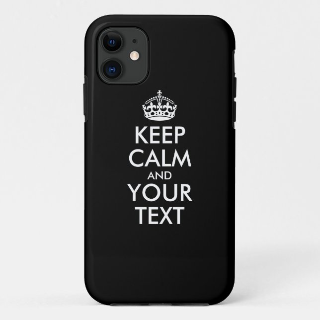 Personalized KEEP CALM and YOUR TEXT - white words Case-Mate iPhone Case (Back)