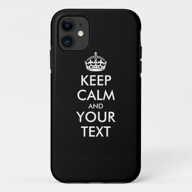 Personalized KEEP CALM and YOUR TEXT - white words Case-Mate iPhone Case (Back)