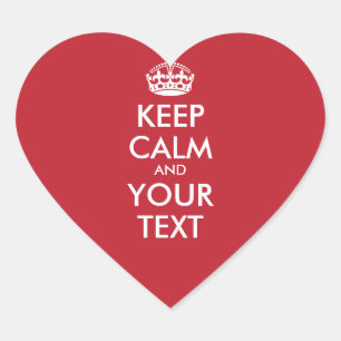 Personalized KEEP CALM and YOUR TEXT - white words Heart Sticker