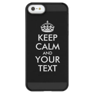 Personalized KEEP CALM and YOUR TEXT - white words Permafrost iPhone SE/5/5s Case