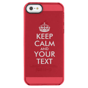 Personalized KEEP CALM and YOUR TEXT - white words Clear iPhone SE/5/5s Case