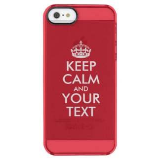 Personalized KEEP CALM and YOUR TEXT - white words Clear iPhone SE/5/5s Case