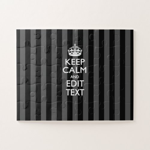 Personalized Keep Calm Black Stripes Decor Jigsaw Puzzle