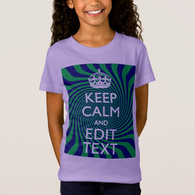 Personalized Keep Calm Blue and Green with a Twist T-Shirt (Front)