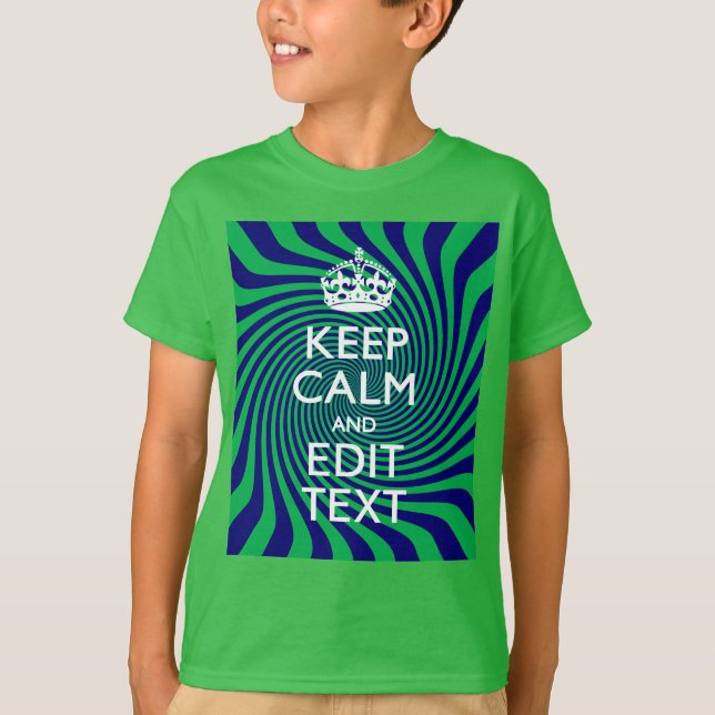 Personalized Keep Calm Blue and Green with a Twist T-Shirt (Front)