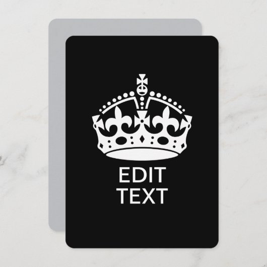 Personalized KEEP CALM CROWN Edit Text (Front/Back)