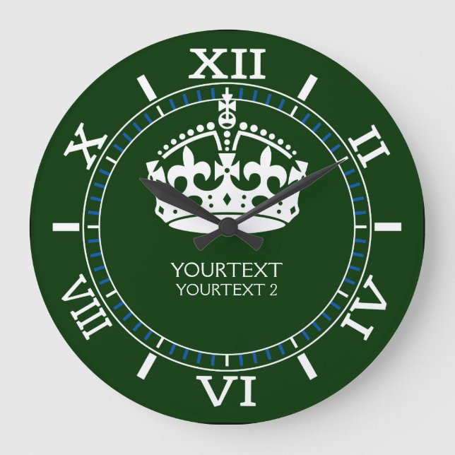 Personalized KEEP CALM Crown your text Dial on a Large Clock (Front)