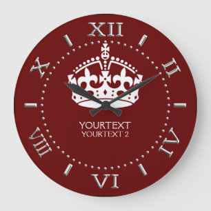 Personalized KEEP CALM Crown your text Dial on a Large Clock