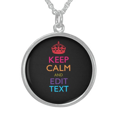 Personalized KEEP CALM Have Your Text Multicolored Sterling Silver Necklace