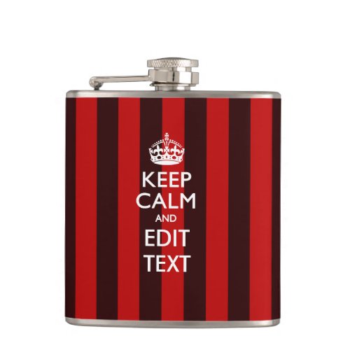 Personalized Keep Calm on Red Stripes Decor Flask