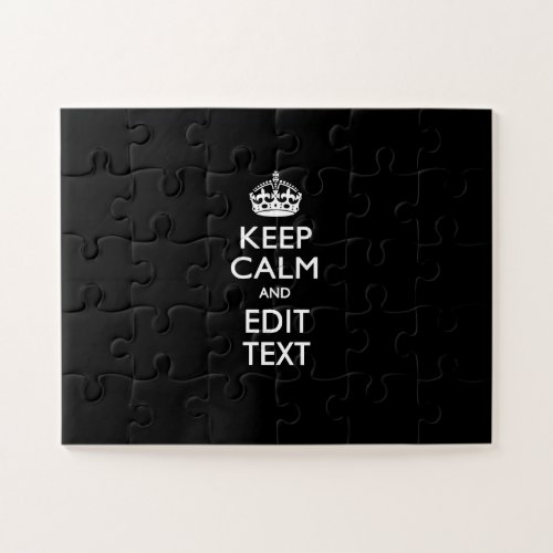 Personalized Keep Calm on Solid Black Decor Jigsaw Puzzle