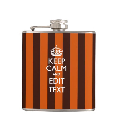 Personalized Keep Calm Orange Stripes Decor Flask