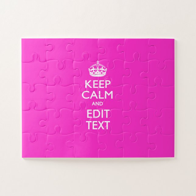 Personalized Keep Calm Princess Pink Decor Jigsaw Puzzle (Horizontal)