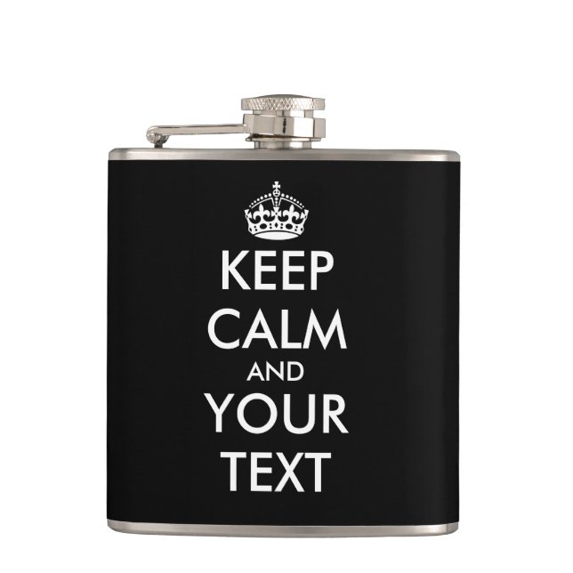 Personalized Keep Calm small gift flask for men (Front)