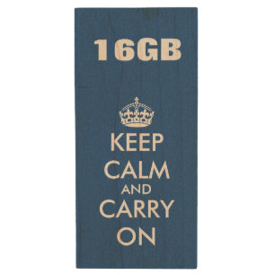 Personalized Keep calm your text 16GB USB pendrive Wood Flash Drive