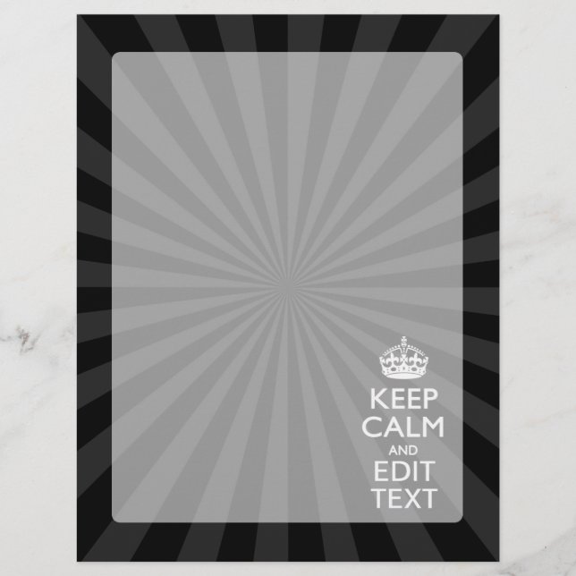Personalized KEEP CALM Your Text Black Sunburst (Front)