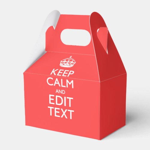 Personalized KEEP CALM Your Text in Coral Favor Boxes