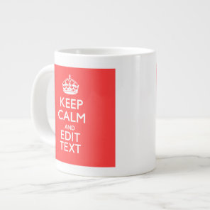 Personalized KEEP CALM Your Text in Coral Large Coffee Mug