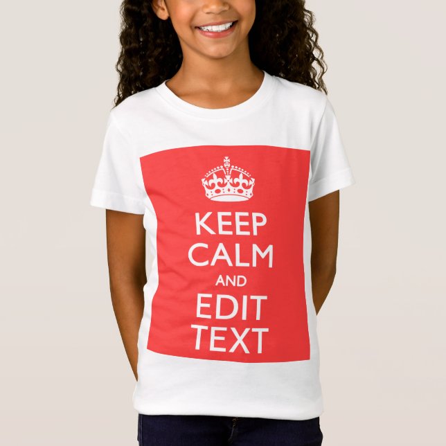 Personalized KEEP CALM Your Text in Coral T-Shirt (Front)