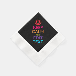Personalized KEEP CALM Your Text Multicolored Napkins