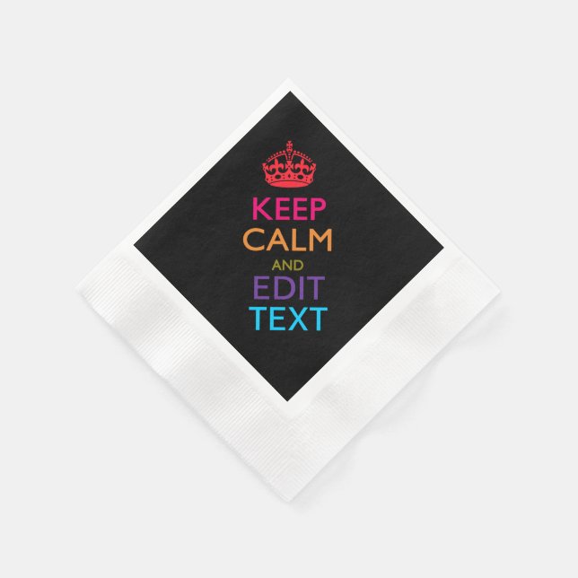 Personalized KEEP CALM Your Text Multicolored Napkins (Corner)