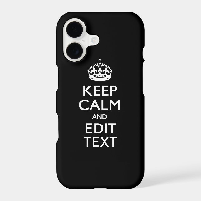 Personalized KEEP CALM Your Text on Black Case-Mate iPhone Case (Back)
