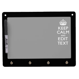 Personalized KEEP CALM Your Text on Black Dry Erase Board With Keychain Holder