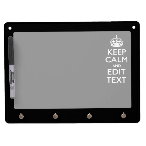 Personalized KEEP CALM Your Text on Black Dry Erase Board With Keychain Holder