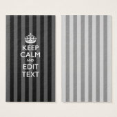 Personalized KEEP CALM Your Text on Black Stripes (Front & Back)