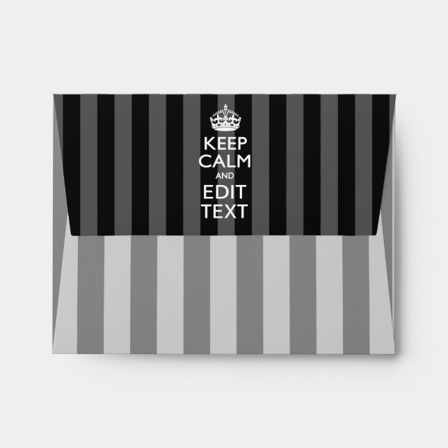 Personalized KEEP CALM Your Text on Black Stripes Envelope (Back (Top Flap))