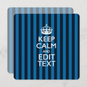 Personalized KEEP CALM Your Text on Blue Stripes (Front/Back)