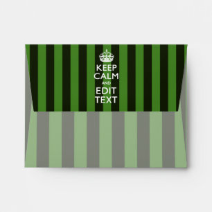 Personalized KEEP CALM Your Text on Green Stripes Envelope