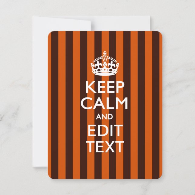 Personalized KEEP CALM Your Text on Orange Stripes (Front)
