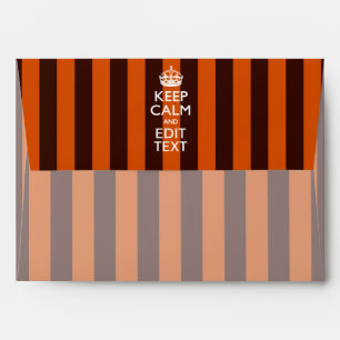 Personalized KEEP CALM Your Text on Orange Stripes Envelope