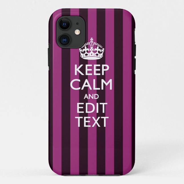 Personalized KEEP CALM Your Text on Pink Fuchsia Case-Mate iPhone Case (Back)