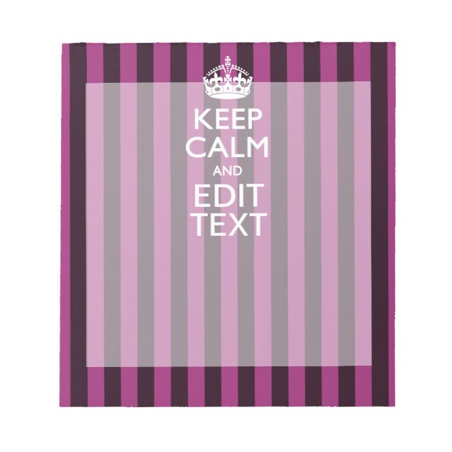 Personalized KEEP CALM Your Text on Pink Fuchsia Notepad (Front)