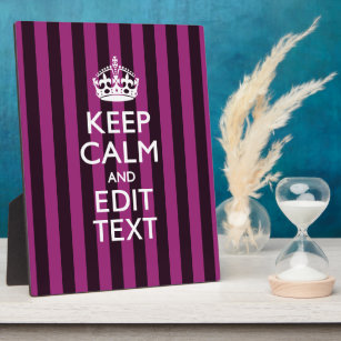 Personalized KEEP CALM Your Text on Pink Fuchsia Plaque