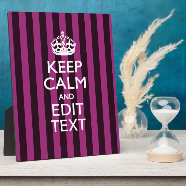 Personalized KEEP CALM Your Text on Pink Fuchsia Plaque (Side)