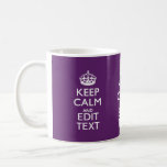 Personalized Keep Calm Your Text On Purple Decor Coffee Mug at Zazzle