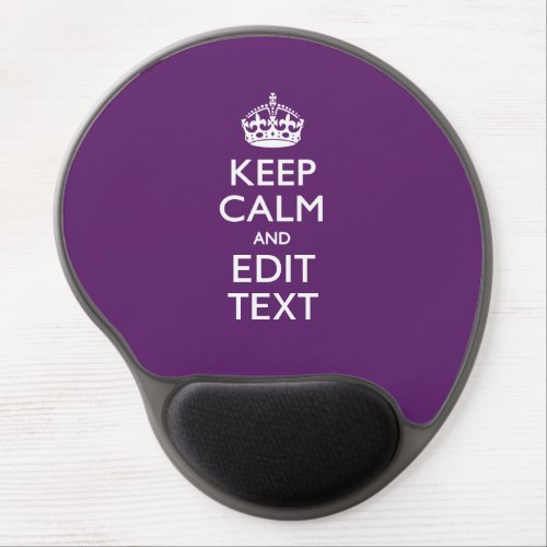 Personalized KEEP CALM Your Text on Purple Decor Gel Mouse Pad
