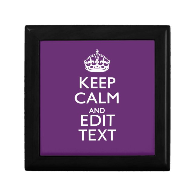 Personalized KEEP CALM Your Text on Purple Decor Gift Box (Front)