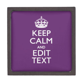 Personalized KEEP CALM Your Text on Purple Decor Jewelry Box