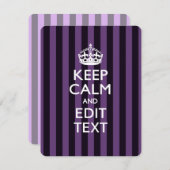 Personalized KEEP CALM Your Text on Purple Stripes (Front/Back)