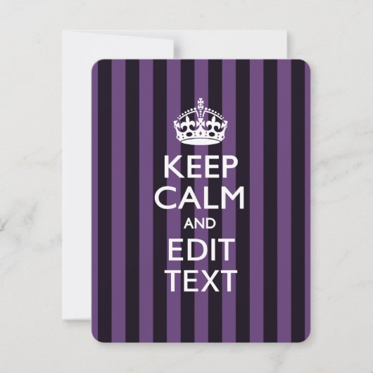 Personalized KEEP CALM Your Text on Purple Stripes (Front)