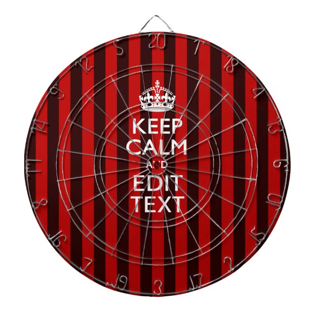 Personalized Keep Calm Your Text on Red Stripes Dart Board (Front)