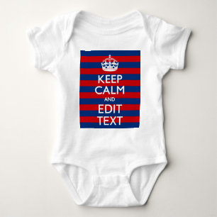 Personalized KEEP CALM Your Text on Stripes Baby Bodysuit