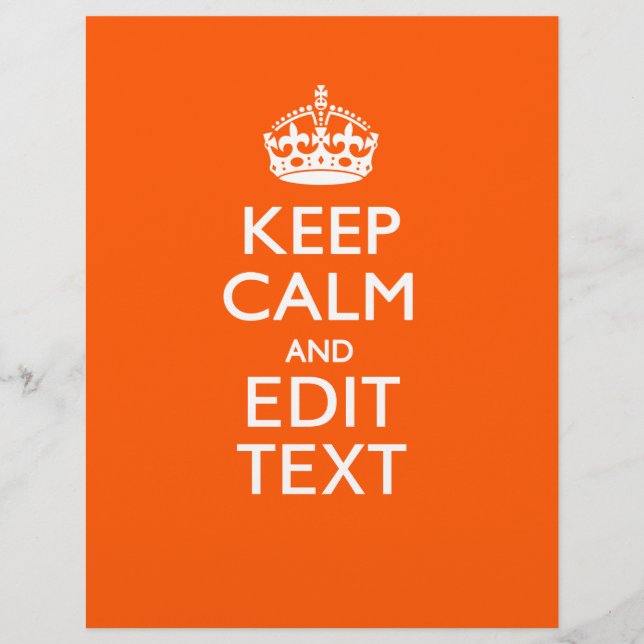 Personalized KEEP CALM Your Text Orange Accent (Front)