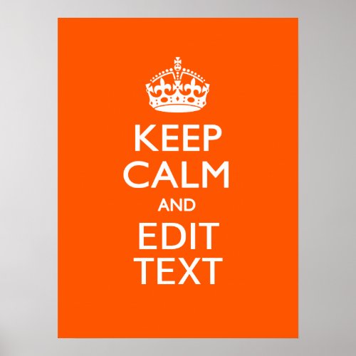 Personalized KEEP CALM Your Text Orange Decor