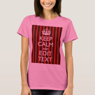 Personalized Keep Calm Your Text Red Stripes Decor T-Shirt